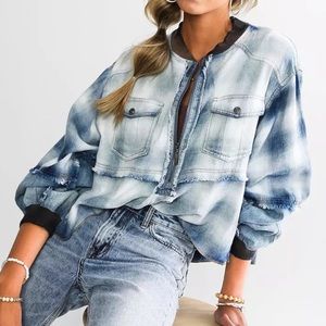 NWT Gilded Intent Pieced Denim Top